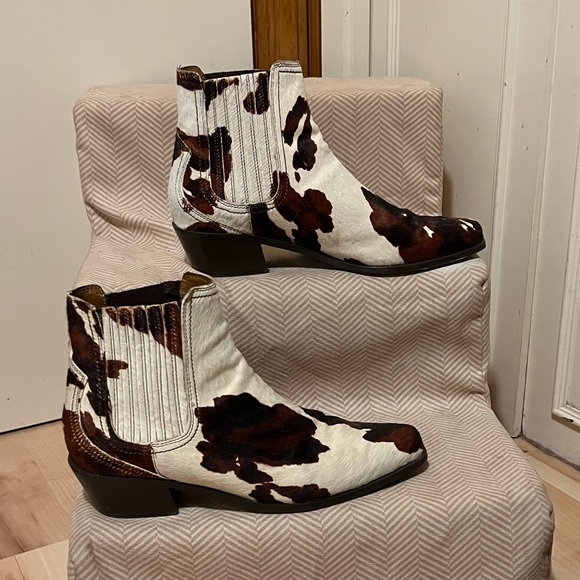 Zara Calf Hair Cow Print Pull-on Booties 41 - Picture 10 of 11